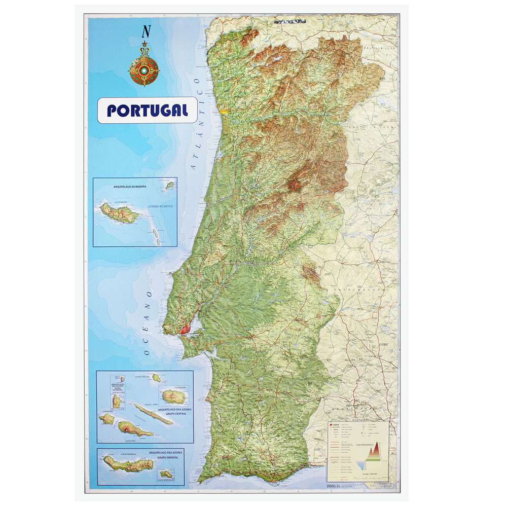 Mapa De Portugal Fisico Politico 61x91,5cm Gpe4799 - Americana Pro