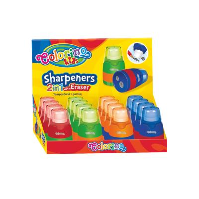 Sharpeners with Eraser 2In1 Display 16 Pcs