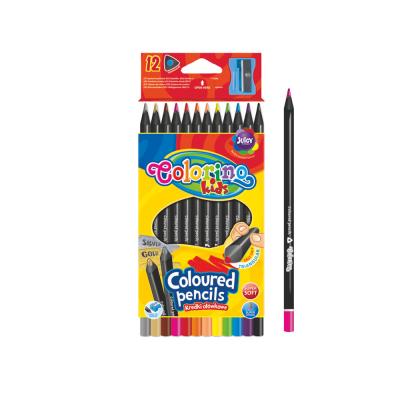 Triangular Coloured Pencils 12 Colours + Sharpener BW