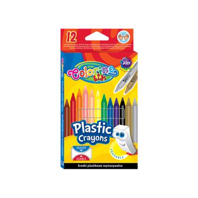 Erasable Plastic Crayons 12 Colours with Eraser
