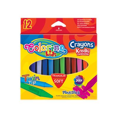 Plastic Triangle Crayons 12 Colours