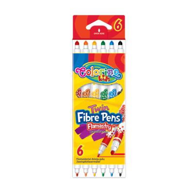Double Tip Fibre Pens 6 Colours