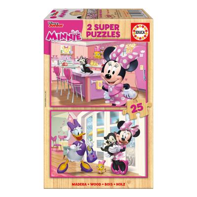 2x Wooden Super Puzzle 25 Minnie Happy Helpers