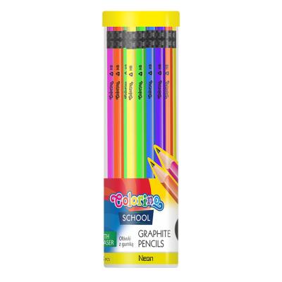 SET 48 Lápis Hexa Neon HB c/ Borracha