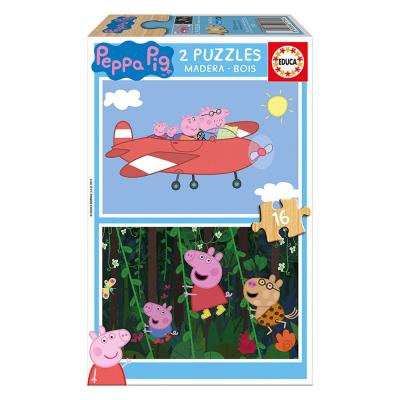 2x Wooden Super Puzzle 16 Peppa Pig