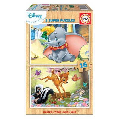 2x Wooden Super Puzzle 16 Disney Dumbo