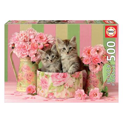 Puzzle 500 Gatinhos com Rosas