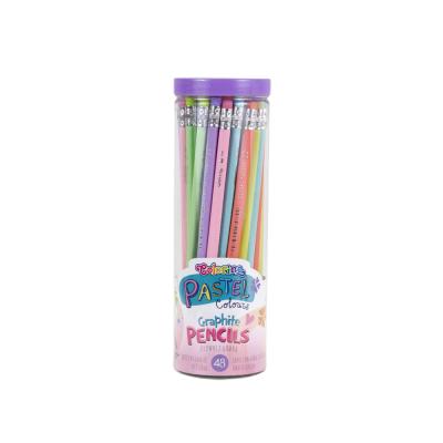 Pastel Graphite Pencils With Eraser 48 Pcs In Drum