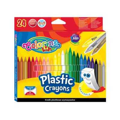 Erasable Plastic Crayons 24 Colours with Eraser