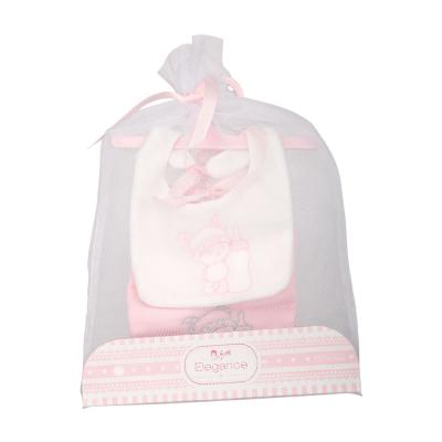 Set w/ 2 Pink and White Bow Bibs