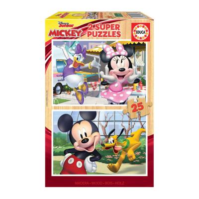 2x Wooden Super Puzzle 25 Mickey and Friends
