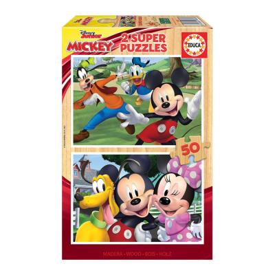 2x Wooden Super Puzzle 50 Mickey and Friends