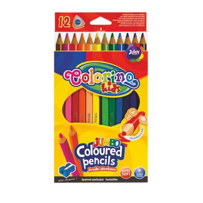 Jumbo Triangular Coloured Pencils 12 Colours with Eraser