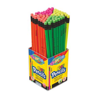 Neon Pencils with Eraser 72 Pcs