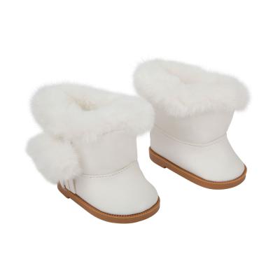 White Fur Boots Set for Dolls 45 cm