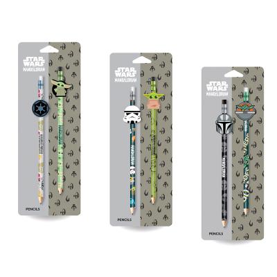 Set 2 Pencils with Eraser 3 Assort. Star Wars