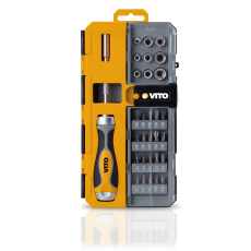 Chave roquete com bits e chave caixa - 30 pcs