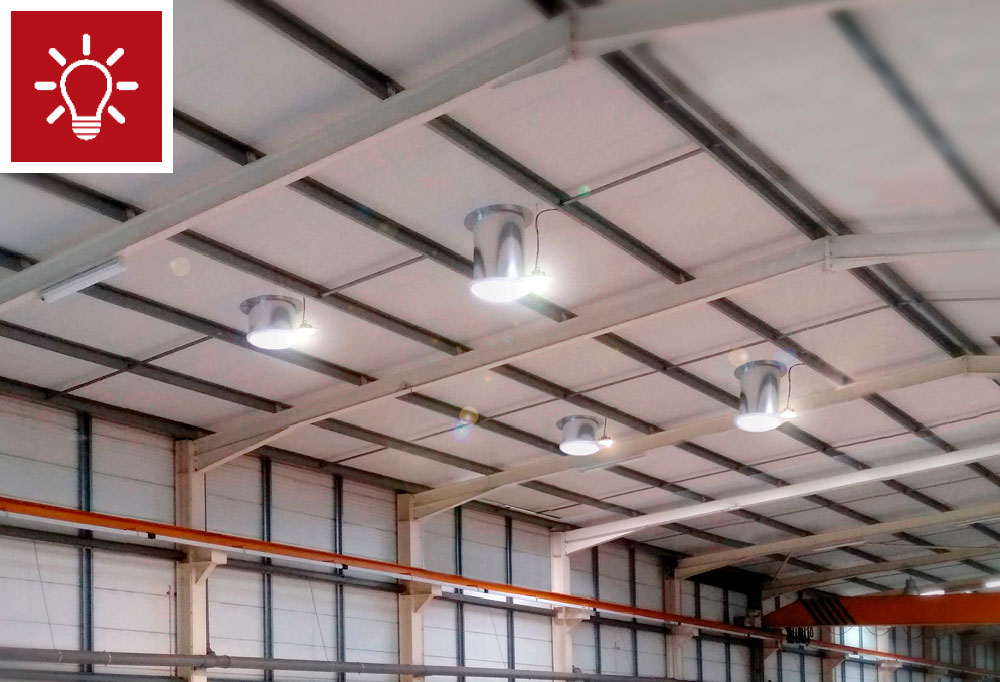 Industrial LED on a Factory with solar Light Tubes
