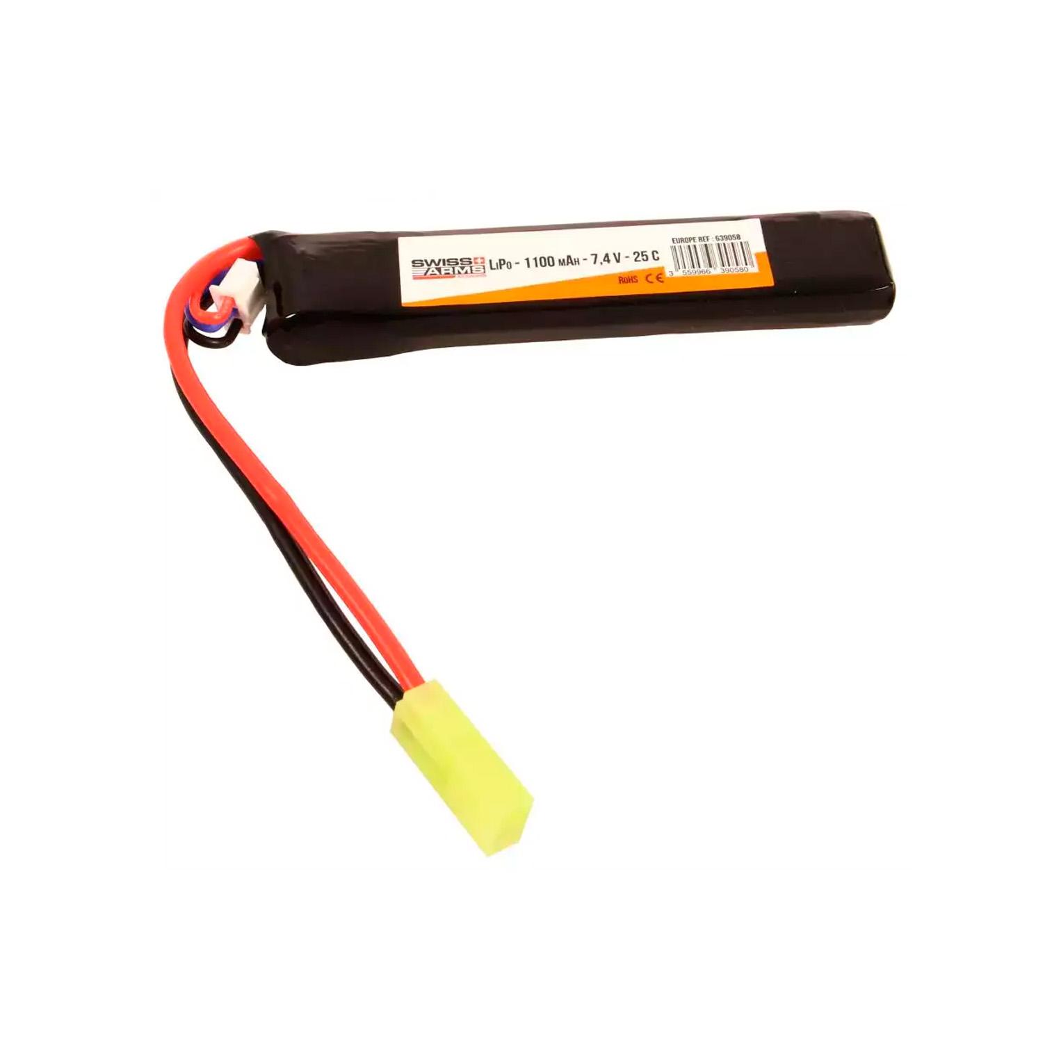 Battery Stick SWISS ARMS LIPo 7.4V 1100mAh Mini Tamiya 25C