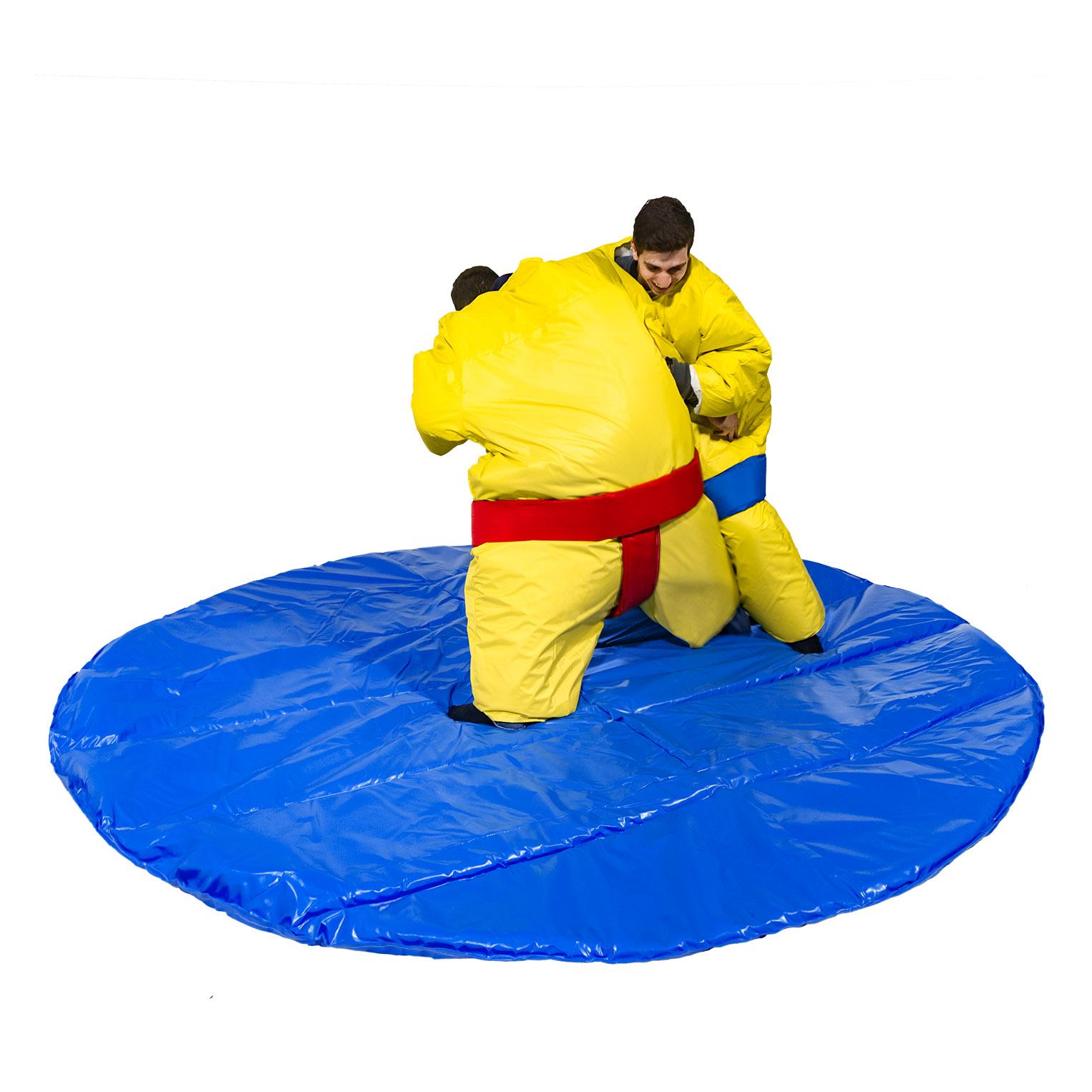 Adult 2 x Sumo Suits with Helmet and Game Carpet