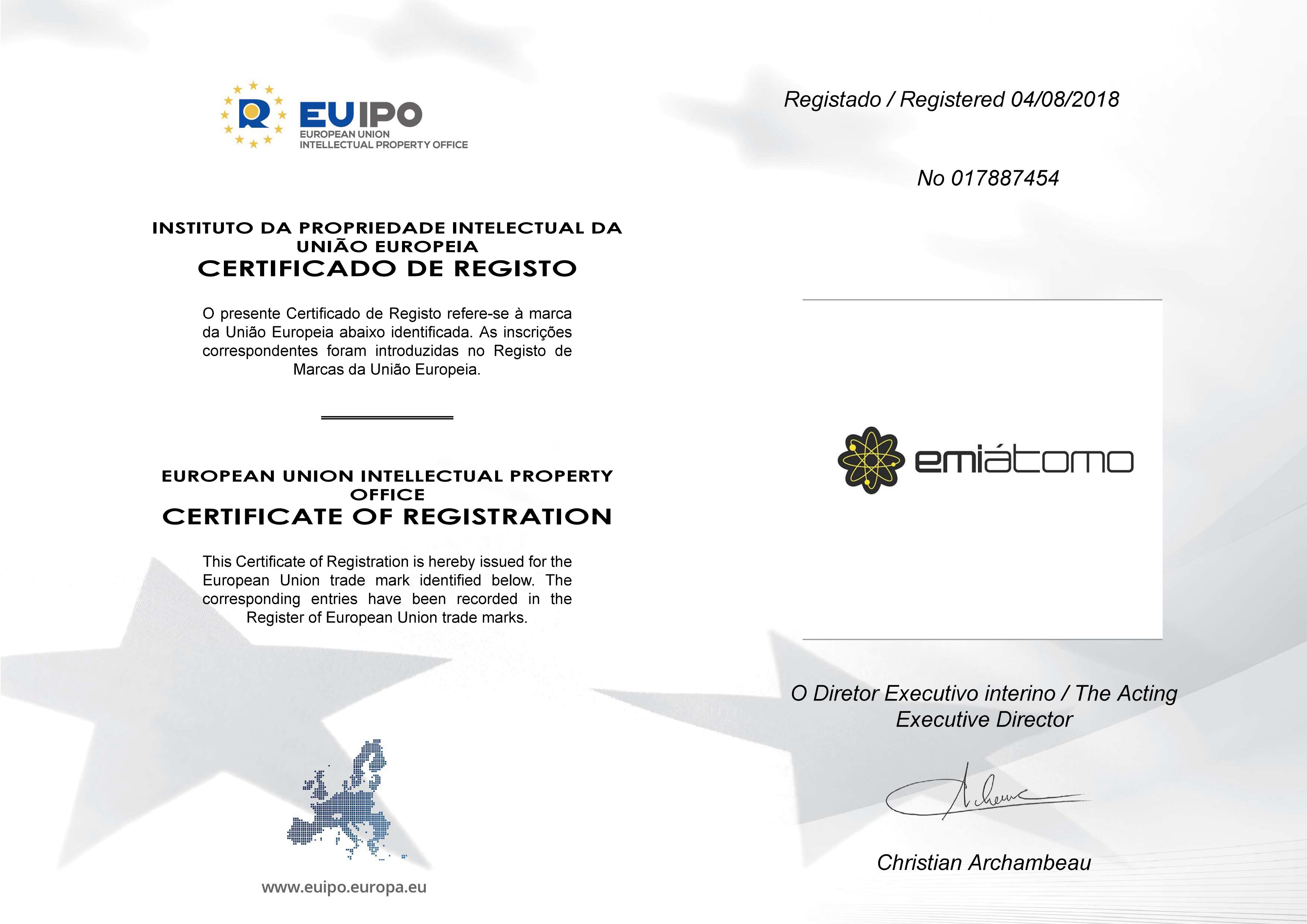 Certificado de Marca Registada - EmiÁtomo