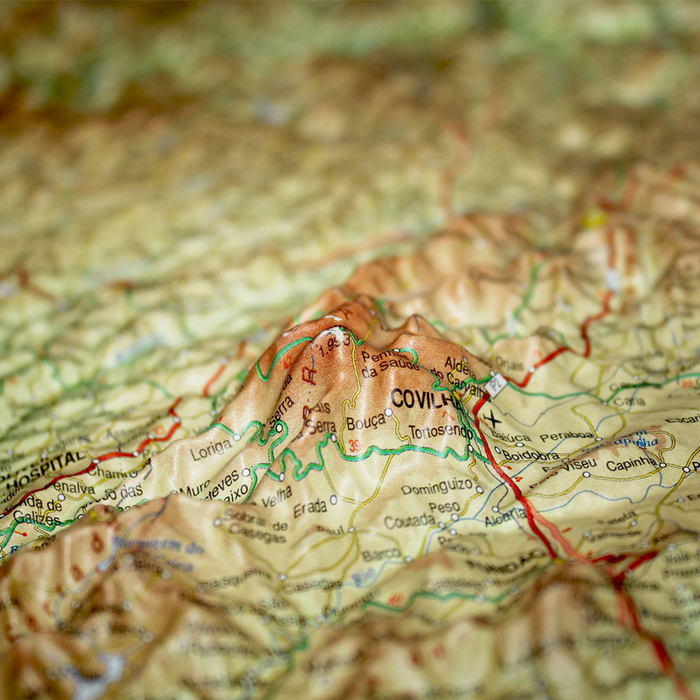 Mapa topográfico Portugal, altitude, relevo