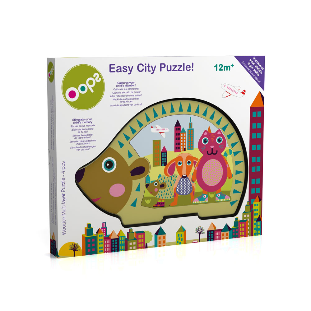 Oops Wooden Multi-Layer Puzzle 4 pcs City