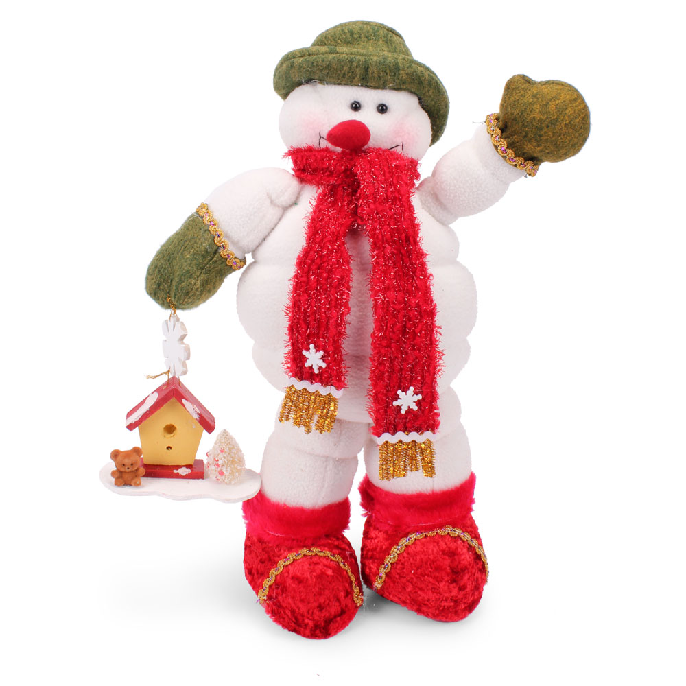 Decorative Snowman in Small Beige House