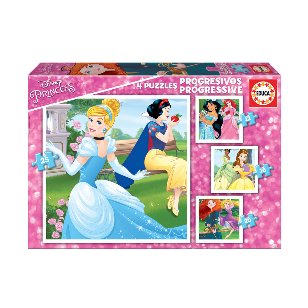 4x Puzzle Progresivo Princesas Disney 12-25