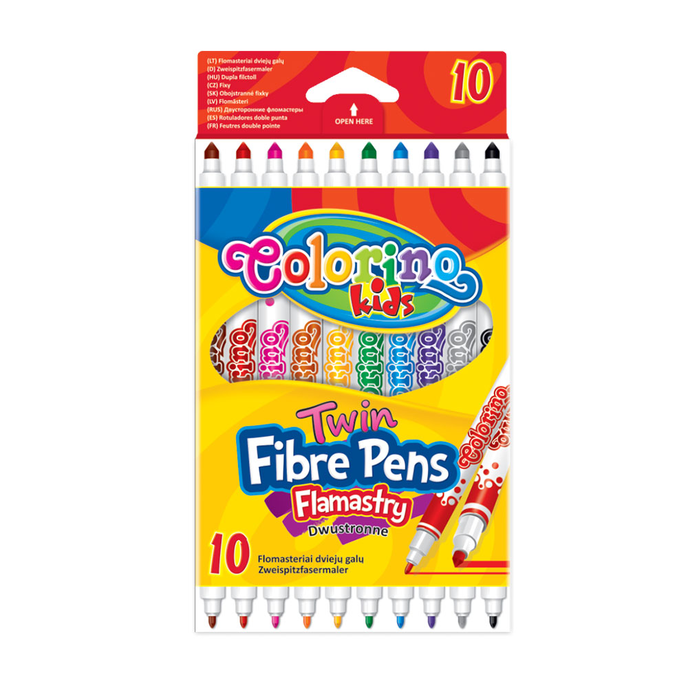 Double Tip Fibre Pens 10 Colours