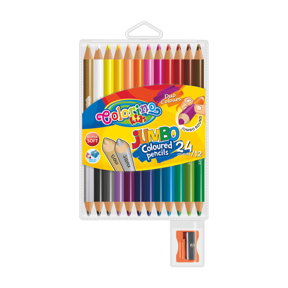 Round Jumbo Coloured Pencils 12 Pcs / 24 Colours