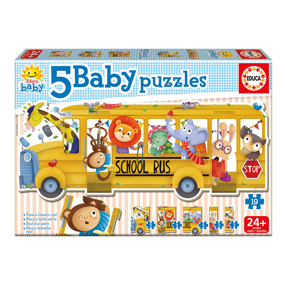 5 Baby Puzzles Autobús Animales