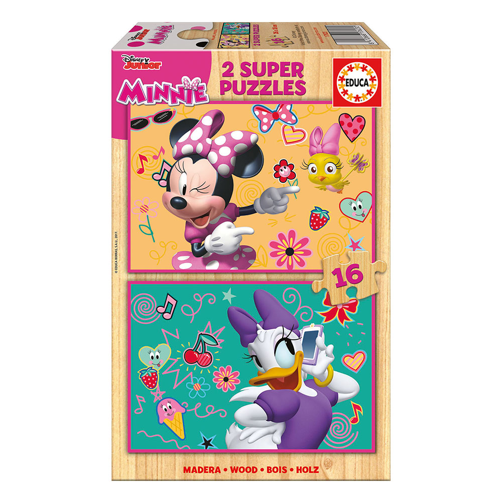 2x Wooden Super Puzzle 16 Minnie Happy Helpers