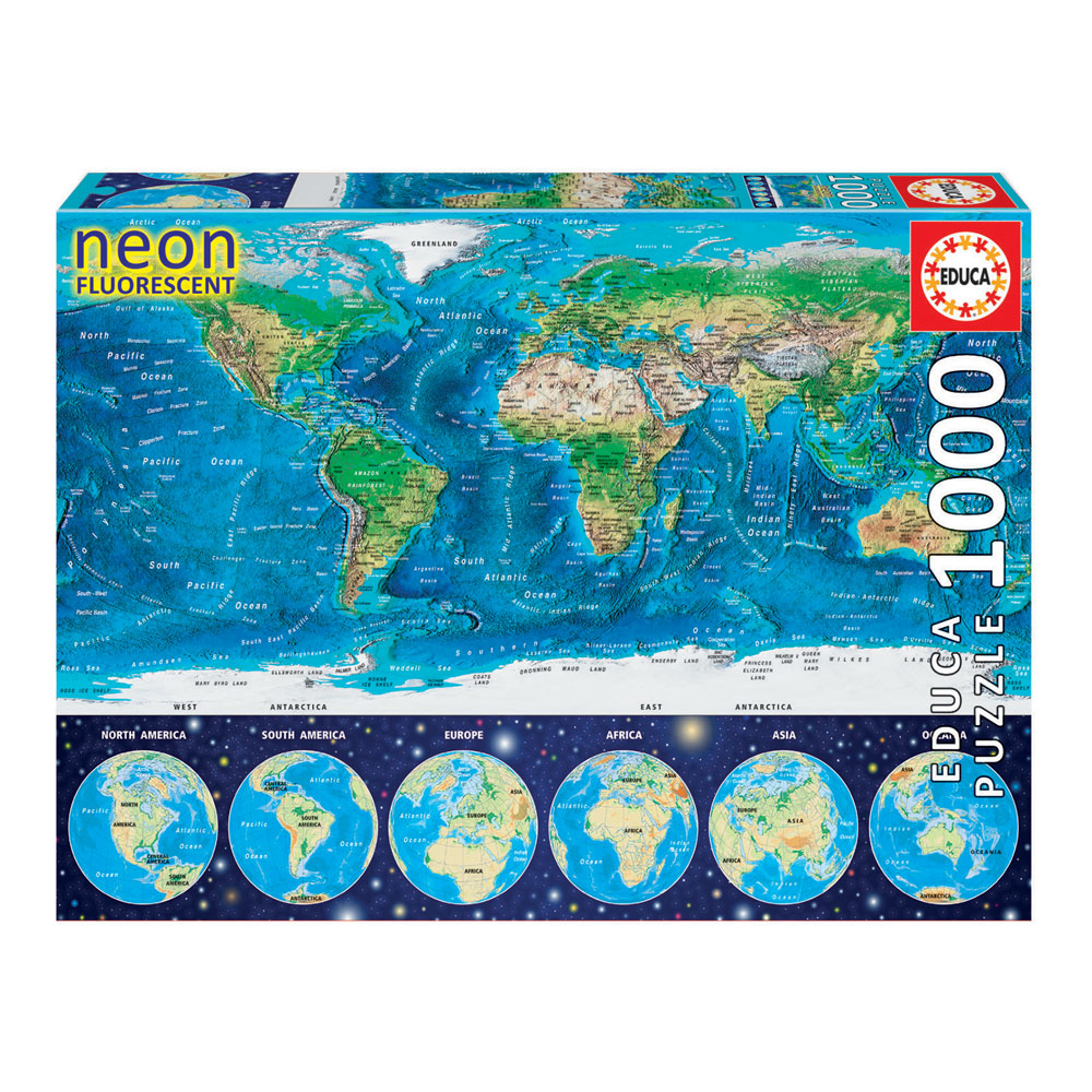 Puzzle 1000 Neon Mapa Mundo