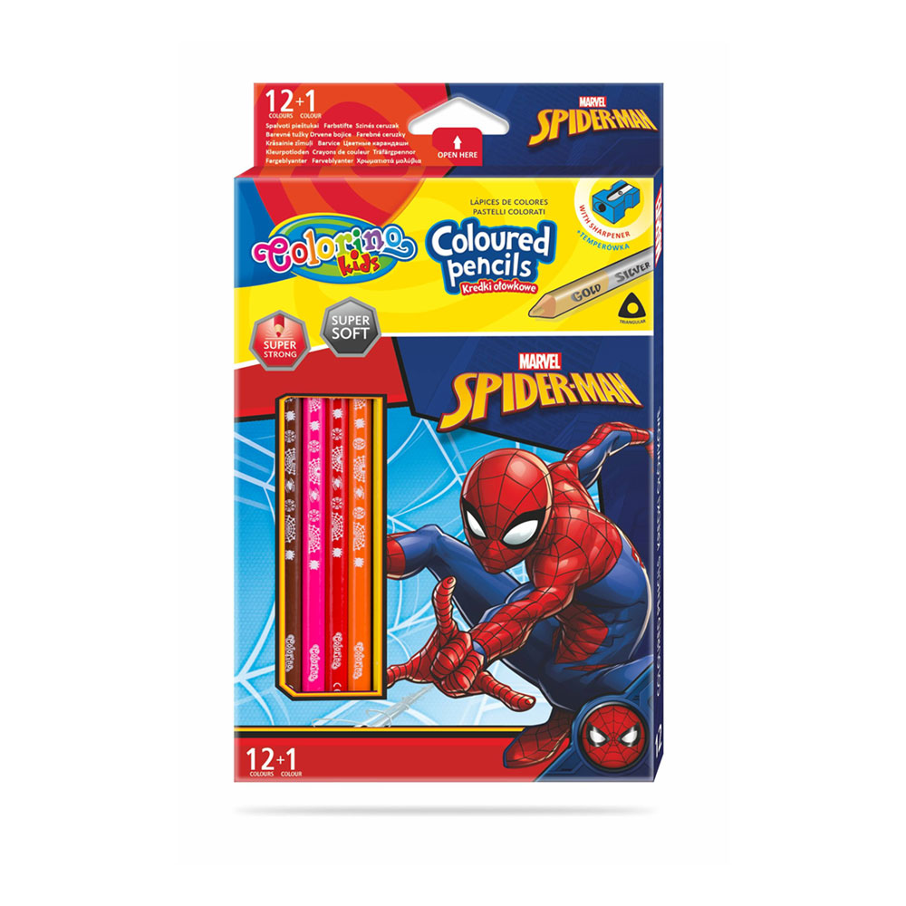 Caja 12 Lápiz + 1 Color Colorino Disney Spiderman