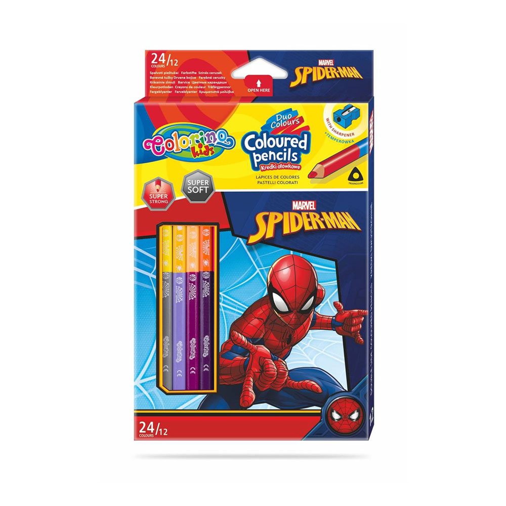 Caja 12 Lápiz 24 Colores Colorino Disney Spiderman