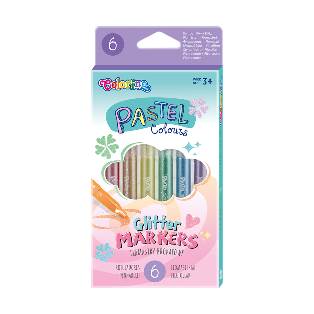 Pastel Glitter Markers 6 Colours