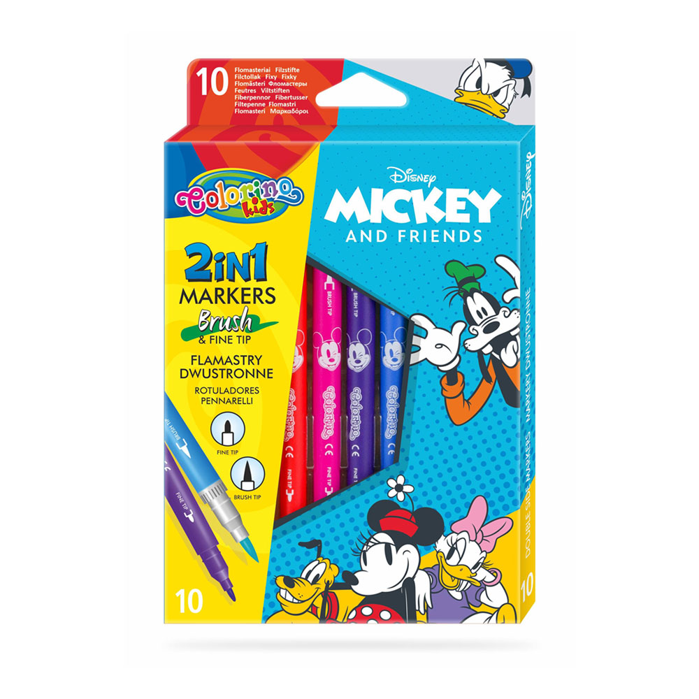 Set 10 Markers Doble Colorino Disney Mickey