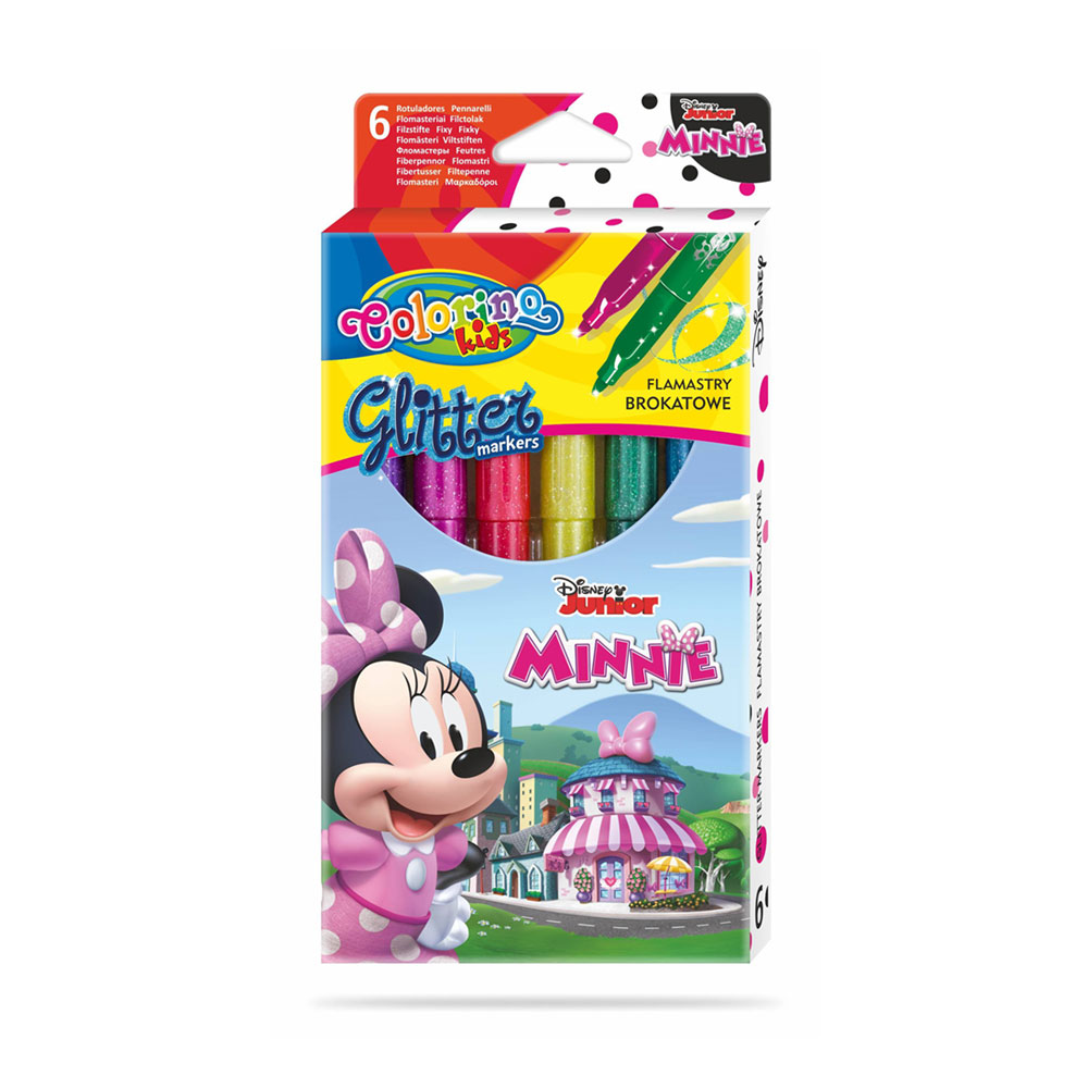 Set 6 Markers Glitter Colorino Disney Minnie