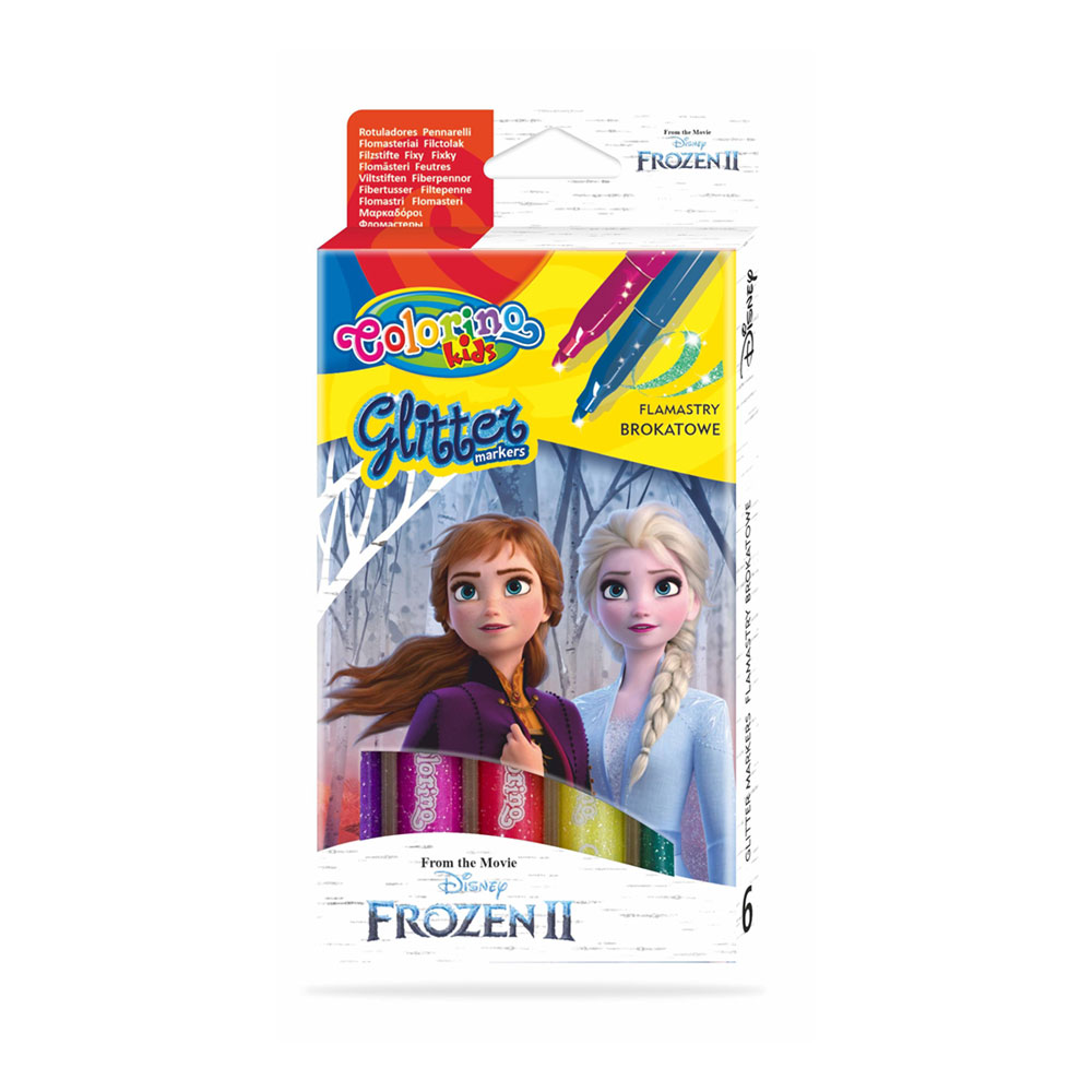 Caixa 6 Marcadores Glitter Colorino Disney Frozen II