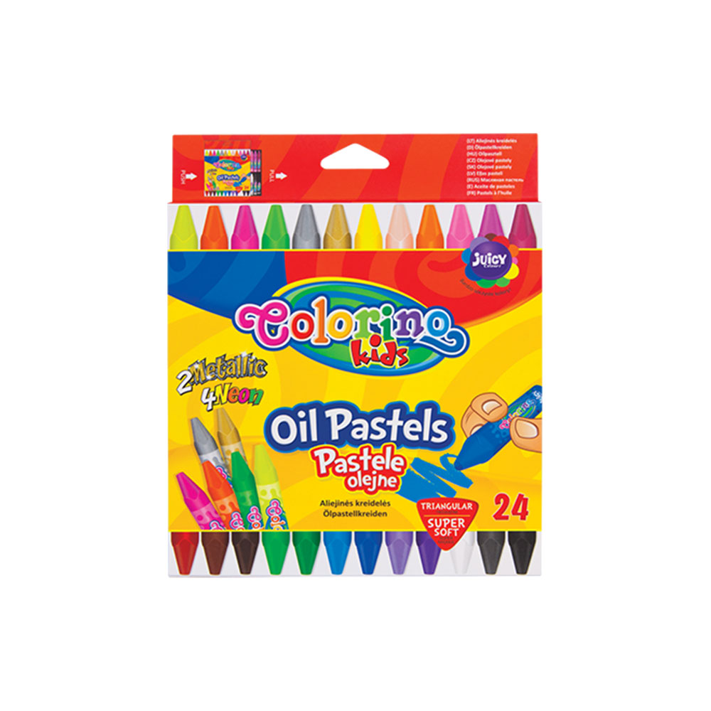 Triangular Oil Pastels 24 Colours (Gold. Silver. 4 Neon)