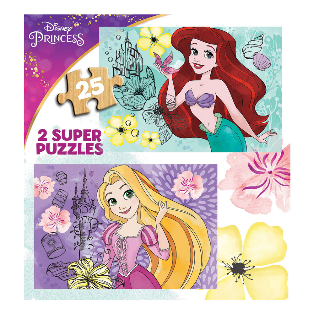 2x Super Puzzle 25 Madera Disney Princess