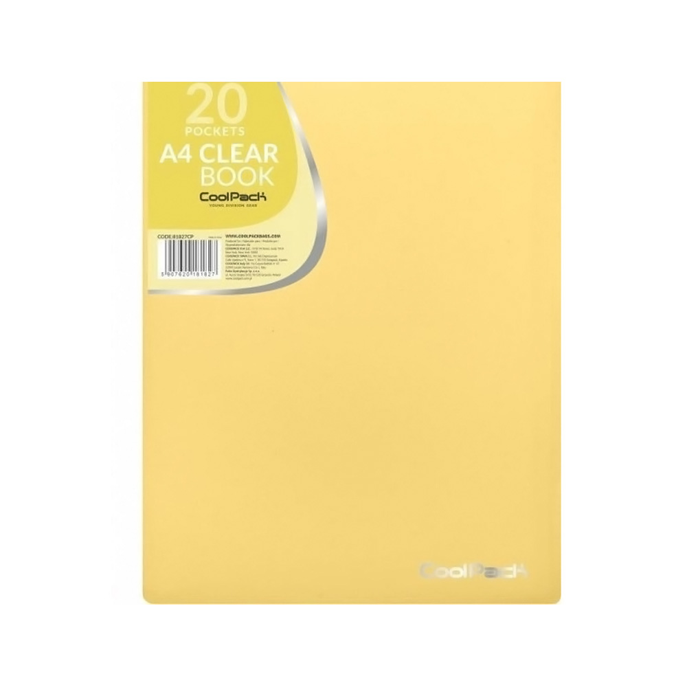 Clear Book A4/20 Pockets Pastel Yellow