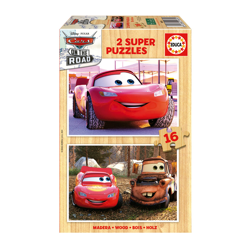 2x Super Puzzle 16 Madera Cars