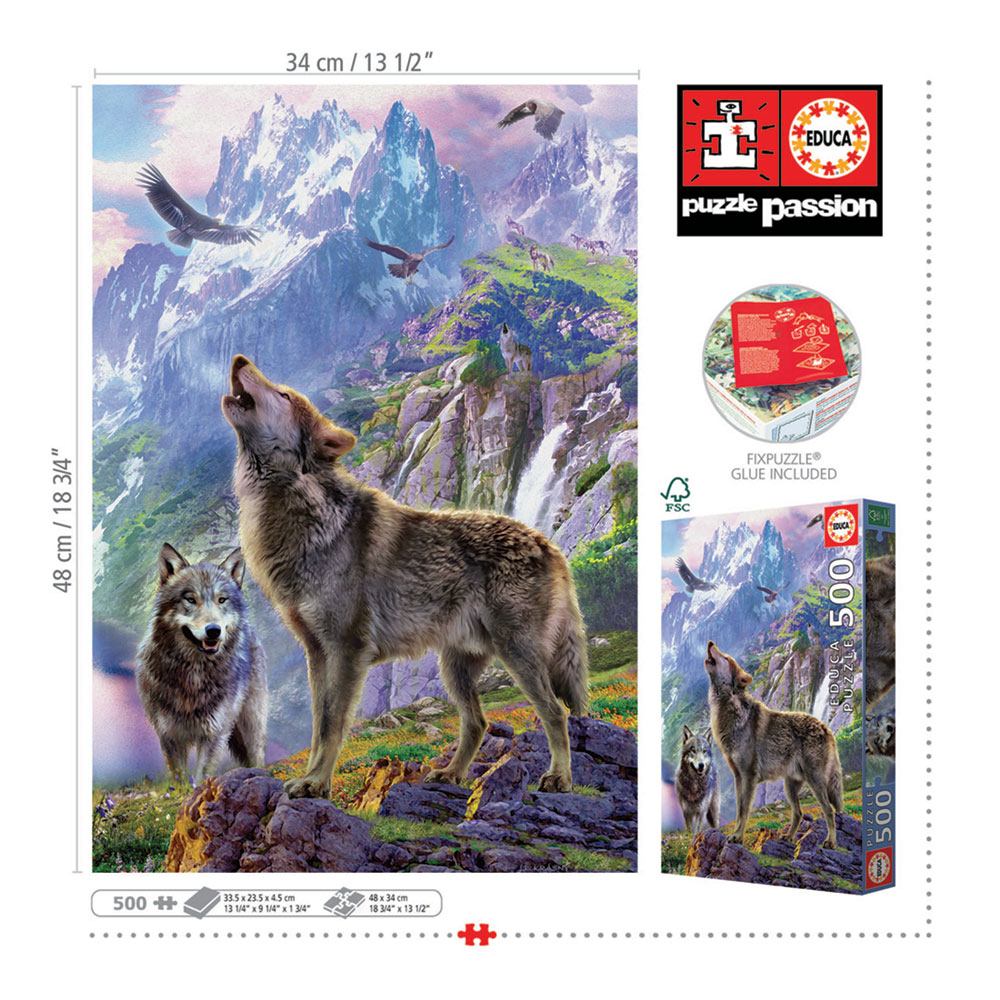 Puzzle 500 Wolves in the Rocks
