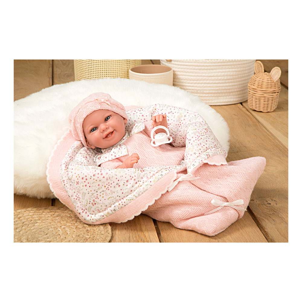Elegance 35 cm Muñeco de Peso Babyto Rosa con Manta Flores