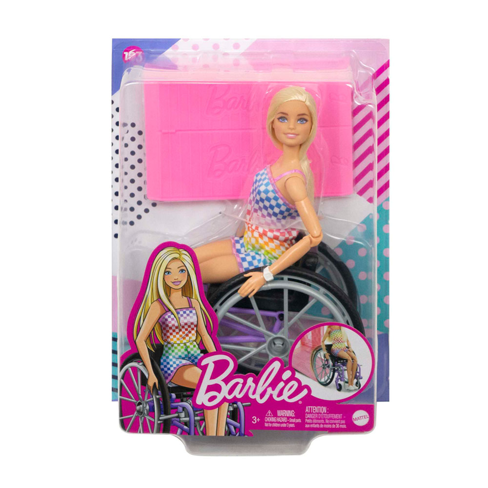 Barbie Fashionista Muñeca Rubia con Silla de Ruedas