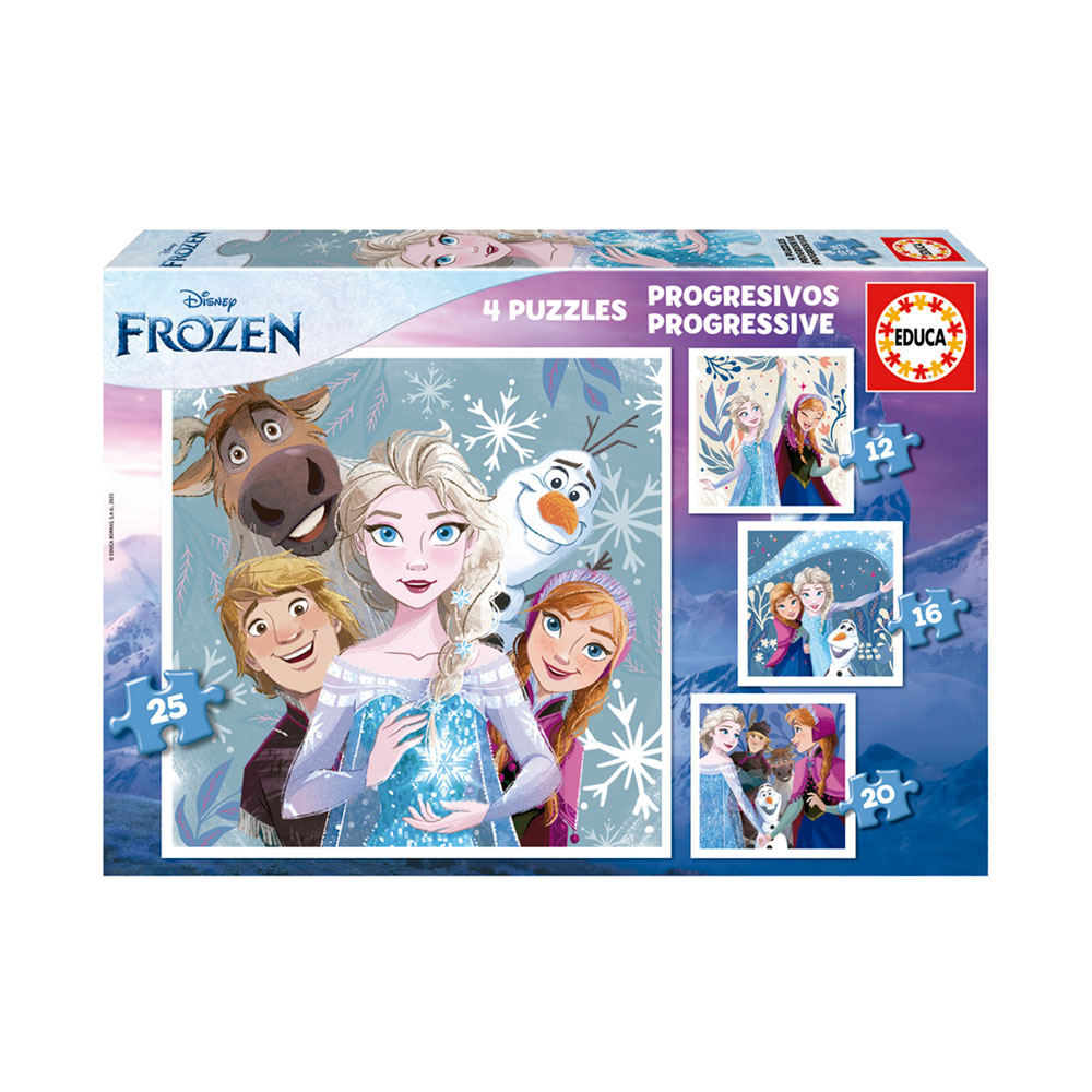 4x Puzzle Progressivo Frozen 12-25