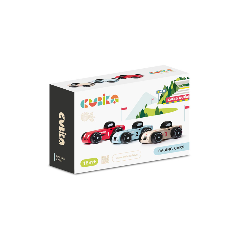 Cubika Wooden F1 Racing Cars Set 3 pcs