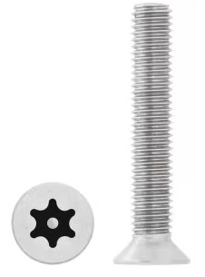 Hexalobular socket countersunk head bolt ISO 10642 ~ DIN 7991 Torx + PIN